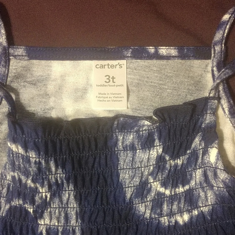 3T girls 2 pce Carter's short set, blue and white - Picture 3 of 5